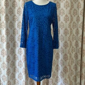 ALFANI bright blue Lacey bell sleeve dress 8